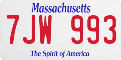 MA license plate 7JW993