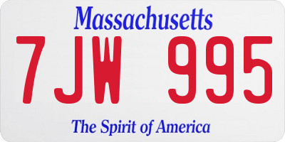 MA license plate 7JW995