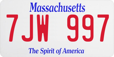 MA license plate 7JW997