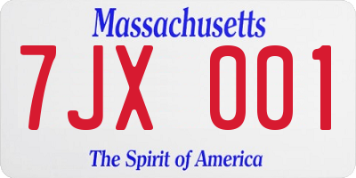 MA license plate 7JX001