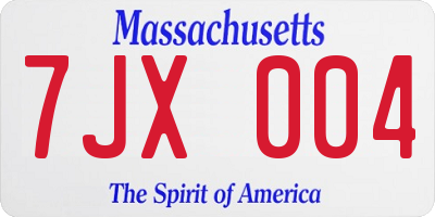 MA license plate 7JX004