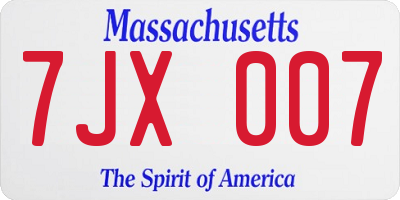 MA license plate 7JX007