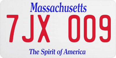 MA license plate 7JX009