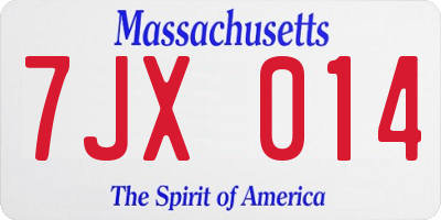 MA license plate 7JX014
