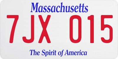 MA license plate 7JX015
