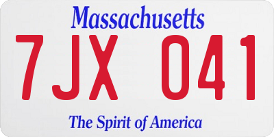 MA license plate 7JX041