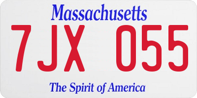 MA license plate 7JX055