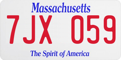 MA license plate 7JX059