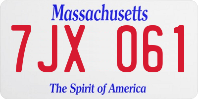 MA license plate 7JX061