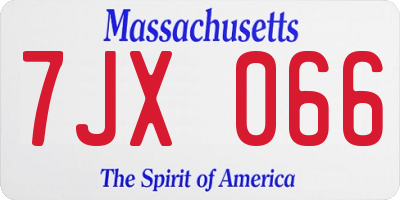 MA license plate 7JX066