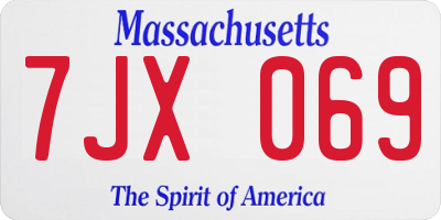 MA license plate 7JX069