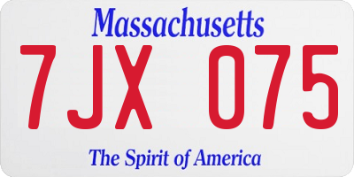 MA license plate 7JX075