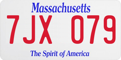 MA license plate 7JX079