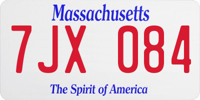 MA license plate 7JX084