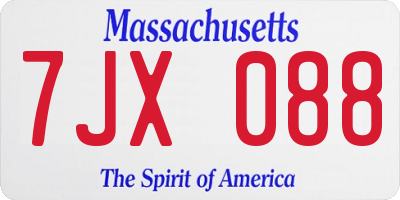 MA license plate 7JX088