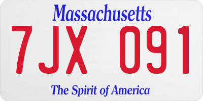 MA license plate 7JX091