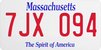 MA license plate 7JX094