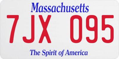 MA license plate 7JX095