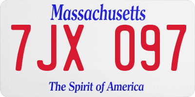MA license plate 7JX097