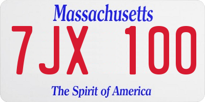 MA license plate 7JX100