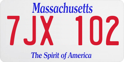 MA license plate 7JX102
