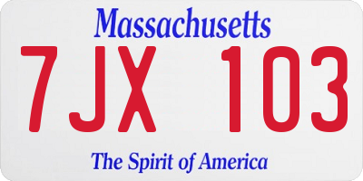 MA license plate 7JX103