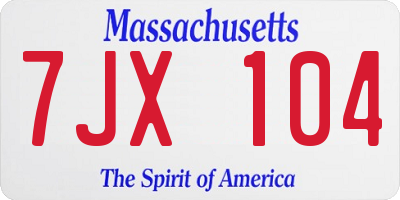MA license plate 7JX104