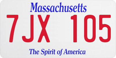 MA license plate 7JX105