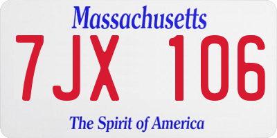 MA license plate 7JX106