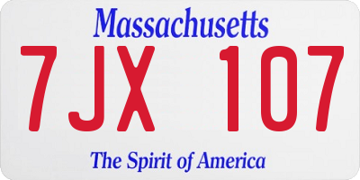 MA license plate 7JX107