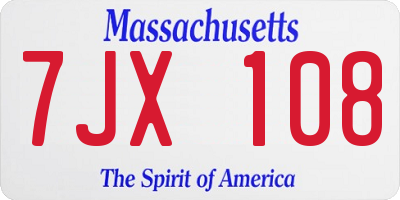 MA license plate 7JX108