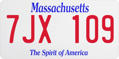 MA license plate 7JX109