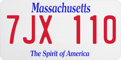 MA license plate 7JX110