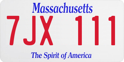 MA license plate 7JX111