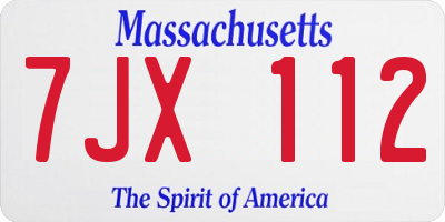 MA license plate 7JX112