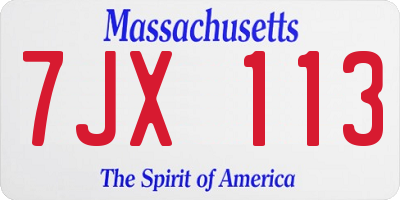MA license plate 7JX113
