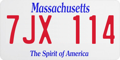 MA license plate 7JX114
