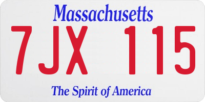 MA license plate 7JX115