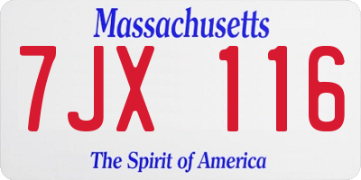 MA license plate 7JX116