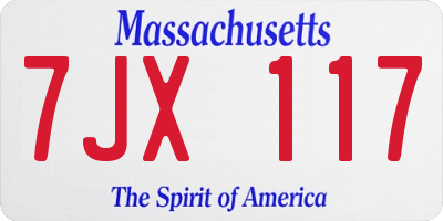 MA license plate 7JX117