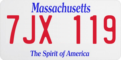 MA license plate 7JX119