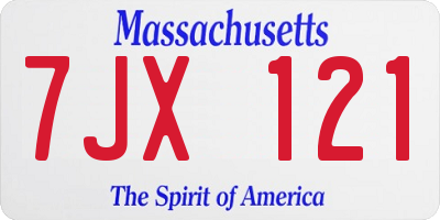 MA license plate 7JX121