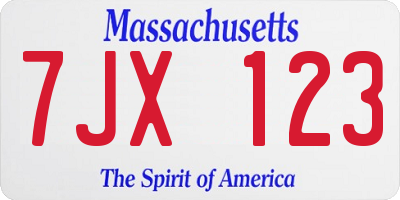 MA license plate 7JX123