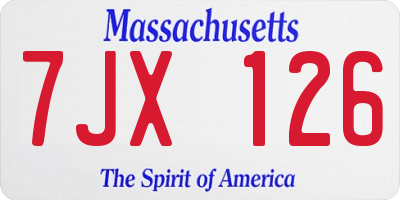 MA license plate 7JX126