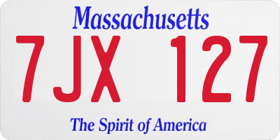 MA license plate 7JX127