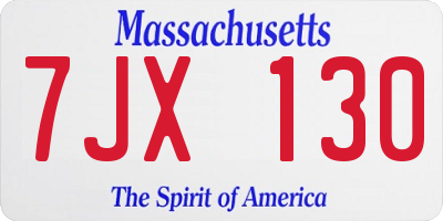 MA license plate 7JX130
