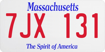 MA license plate 7JX131