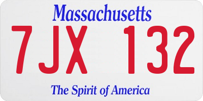 MA license plate 7JX132