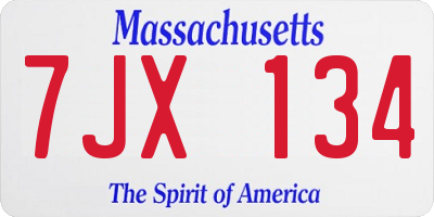 MA license plate 7JX134