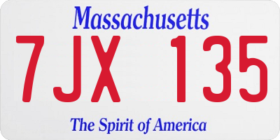 MA license plate 7JX135